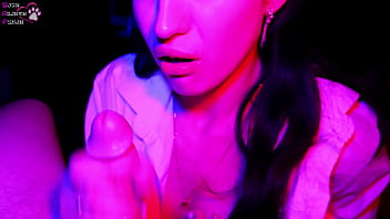 Suck and Fuck in Neon Lights with cum swallow