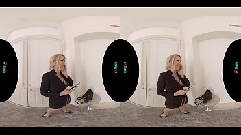 Stunning busty blonde MILF rides your cock in virtual reality