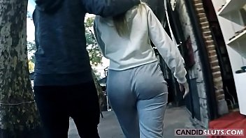 Lovely PAWG Teen Big Round Ass Candid Voyeur in Grey Cotton Pants - CandidSluts.com Video CS-082